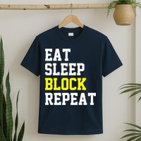 football offensive lineman funny Eat sleep Block repeat Premium T-Shirt