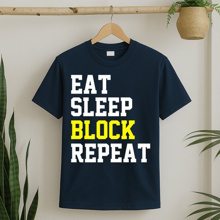 football offensive lineman funny Eat sleep Block repeat Premium T-Shirt