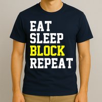 football offensive lineman funny Eat sleep Block repeat Premium T-Shirt
