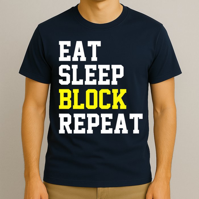 football offensive lineman funny Eat sleep Block repeat Premium T-Shirt