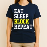 football offensive lineman funny Eat sleep Block repeat Premium T-Shirt