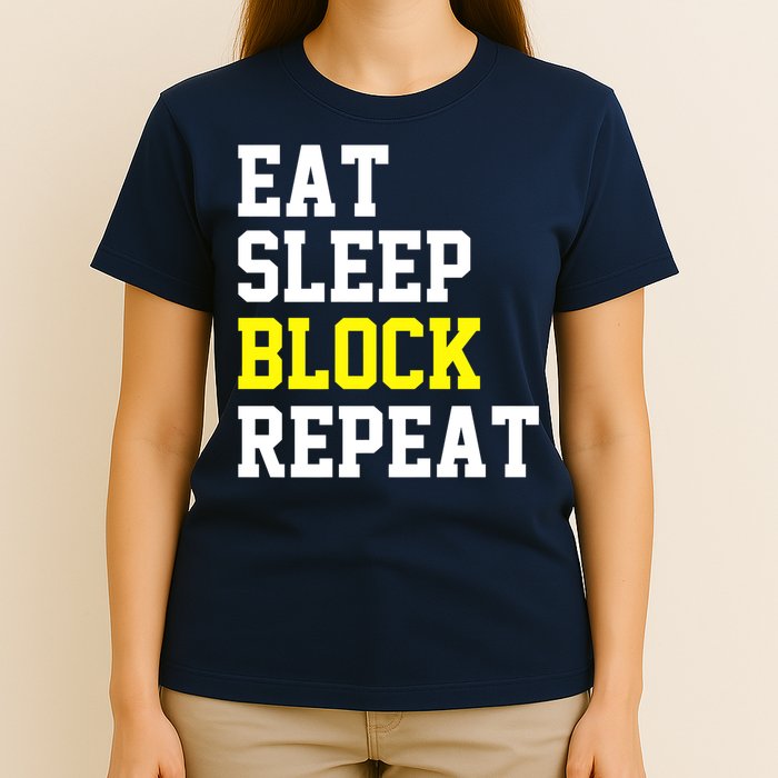 football offensive lineman funny Eat sleep Block repeat Premium T-Shirt