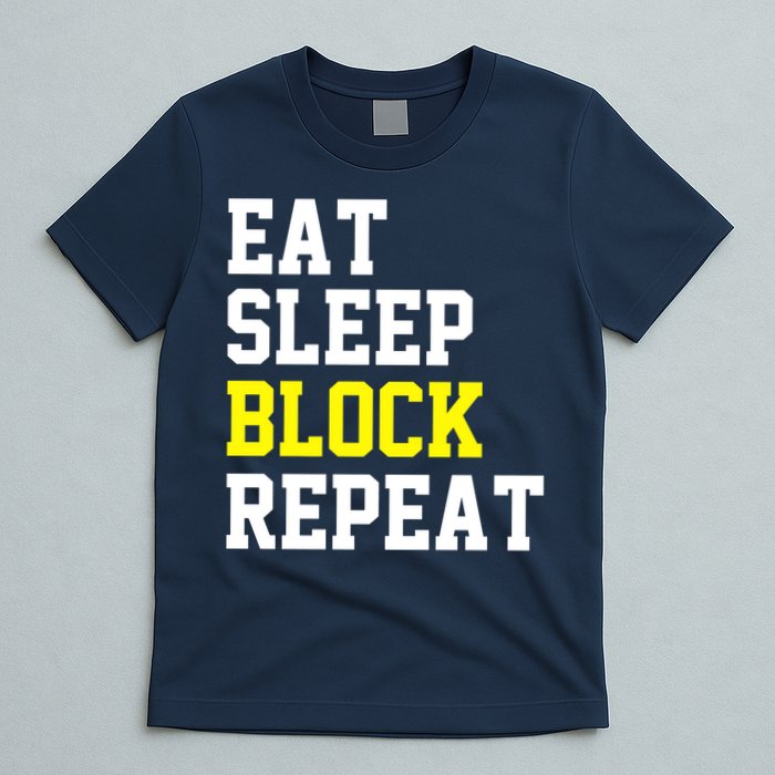 football offensive lineman funny Eat sleep Block repeat Premium T-Shirt