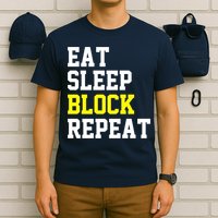 football offensive lineman funny Eat sleep Block repeat Premium T-Shirt