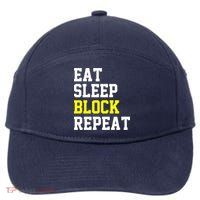 football offensive lineman funny Eat sleep Block repeat Premium 7-Panel Snapback Hat