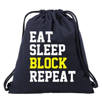 football offensive lineman funny Eat sleep Block repeat Premium Drawstring Bag