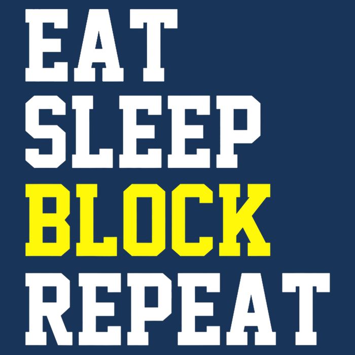 football offensive lineman funny Eat sleep Block repeat Premium Drawstring Bag