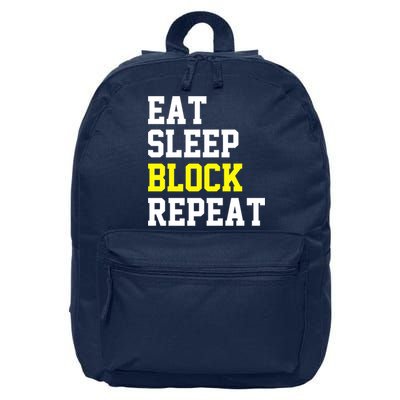 football offensive lineman funny Eat sleep Block repeat Premium 16 in Basic Backpack