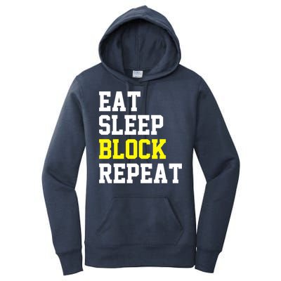 football offensive lineman funny Eat sleep Block repeat Premium Women's Pullover Hoodie