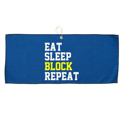 football offensive lineman funny Eat sleep Block repeat Premium Large Microfiber Waffle Golf Towel