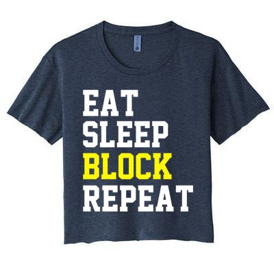 football offensive lineman funny Eat sleep Block repeat Premium Crop Top