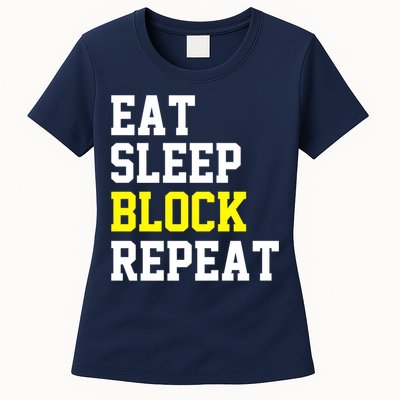 football offensive lineman funny Eat sleep Block repeat Premium Womens T-Shirt