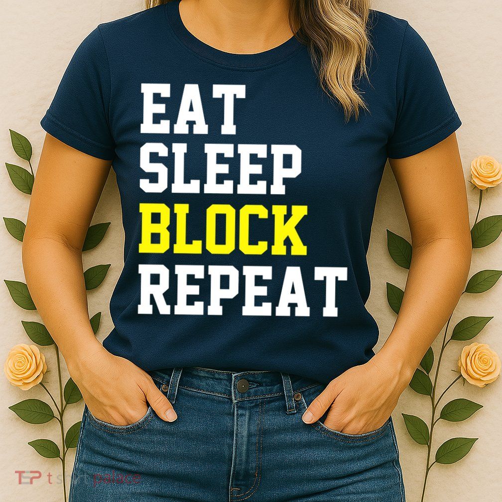 football offensive lineman funny Eat sleep Block repeat Premium Womens T-Shirt