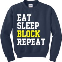 football offensive lineman funny Eat sleep Block repeat Premium Kids Sweatshirt