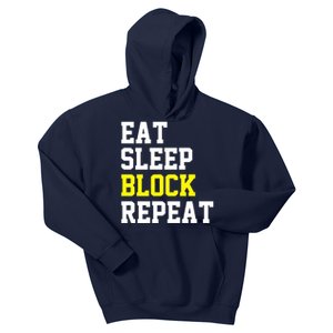 football offensive lineman funny Eat sleep Block repeat Premium Kids Hoodie