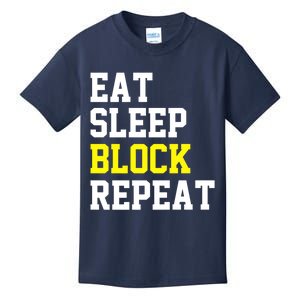 football offensive lineman funny Eat sleep Block repeat Premium Kids T-Shirt