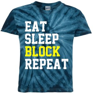 football offensive lineman funny Eat sleep Block repeat Premium Kids Tie-Dye T-Shirt