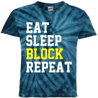 football offensive lineman funny Eat sleep Block repeat Premium Kids Tie-Dye T-Shirt