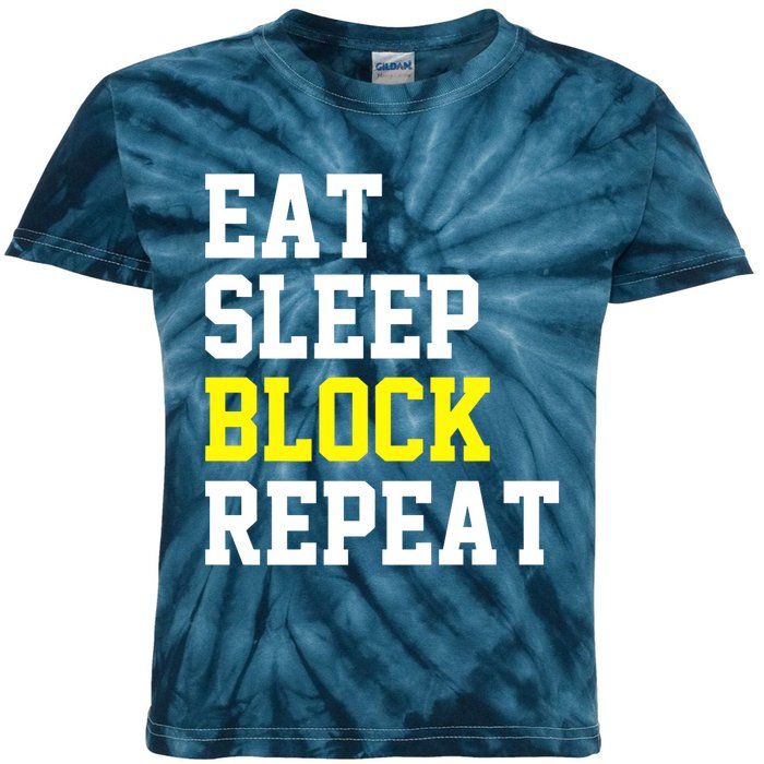 football offensive lineman funny Eat sleep Block repeat Premium Kids Tie-Dye T-Shirt