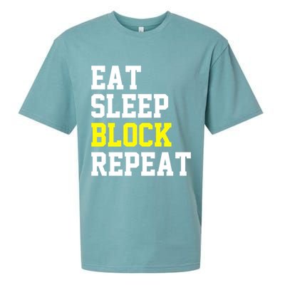 football offensive lineman funny Eat sleep Block repeat Premium Sueded Cloud Jersey T-Shirt