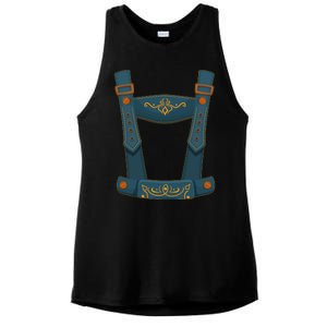 Funny Oktoberfest Lederhosen Costume Ladies PosiCharge Tri-Blend Wicking Tank