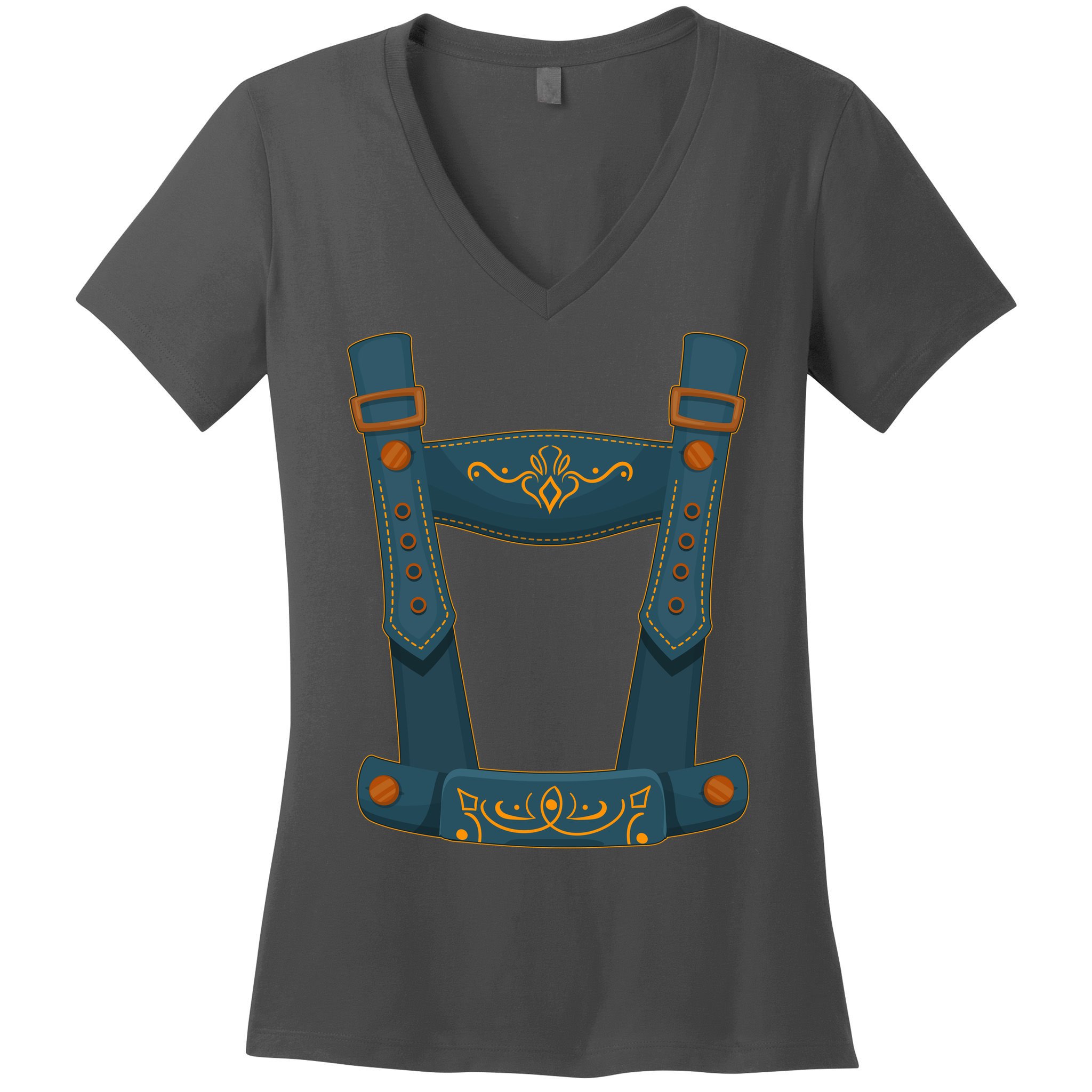 Funny Oktoberfest Lederhosen Costume Women's V-Neck T-Shirt