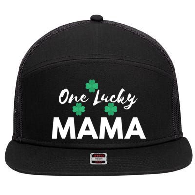 Funny One Lucky Mama St Patricks Day Mom Gift Meaningful Gift 7 Panel Mesh Trucker Snapback Hat