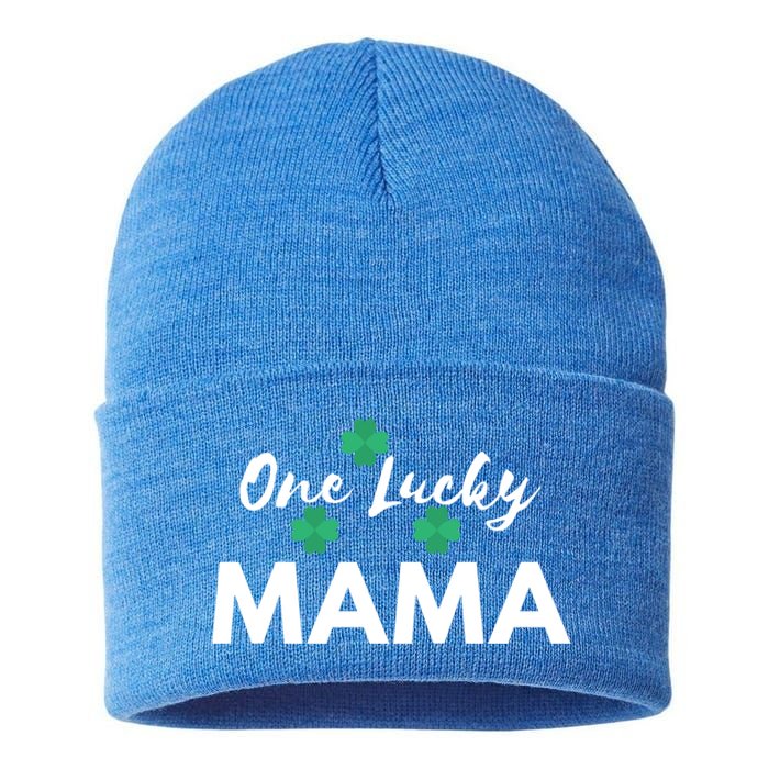 Funny One Lucky Mama St Patricks Day Mom Gift Meaningful Gift Sustainable Knit Beanie