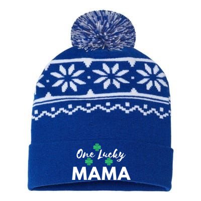 Funny One Lucky Mama St Patricks Day Mom Gift Meaningful Gift USA-Made Snowflake Beanie