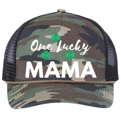 Funny One Lucky Mama St Patricks Day Mom Gift Meaningful Gift Retro Rope Trucker Hat Cap