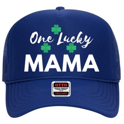 Funny One Lucky Mama St Patricks Day Mom Gift Meaningful Gift High Crown Mesh Back Trucker Hat