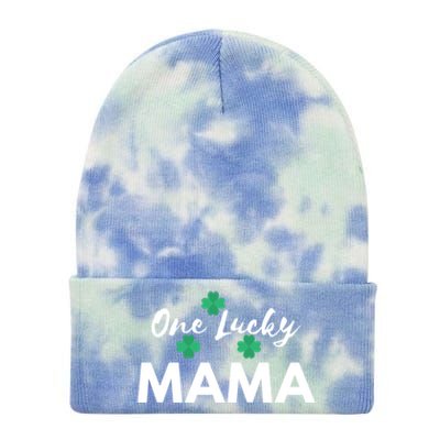 Funny One Lucky Mama St Patricks Day Mom Gift Meaningful Gift Tie Dye 12in Knit Beanie