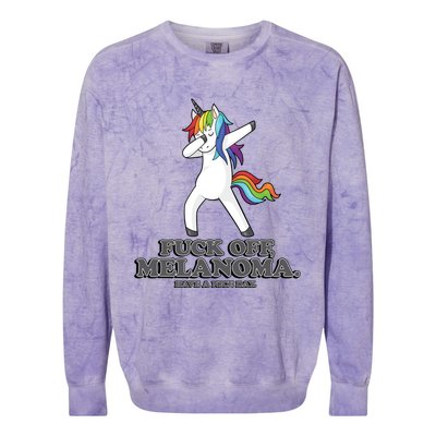 Fuck Off Melanoma Funny Cancer Survivor Quote Unicorn Meaningful Gift Colorblast Crewneck Sweatshirt