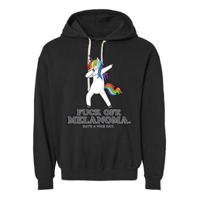 Fuck Off Melanoma Funny Cancer Survivor Quote Unicorn Meaningful Gift Garment-Dyed Fleece Hoodie