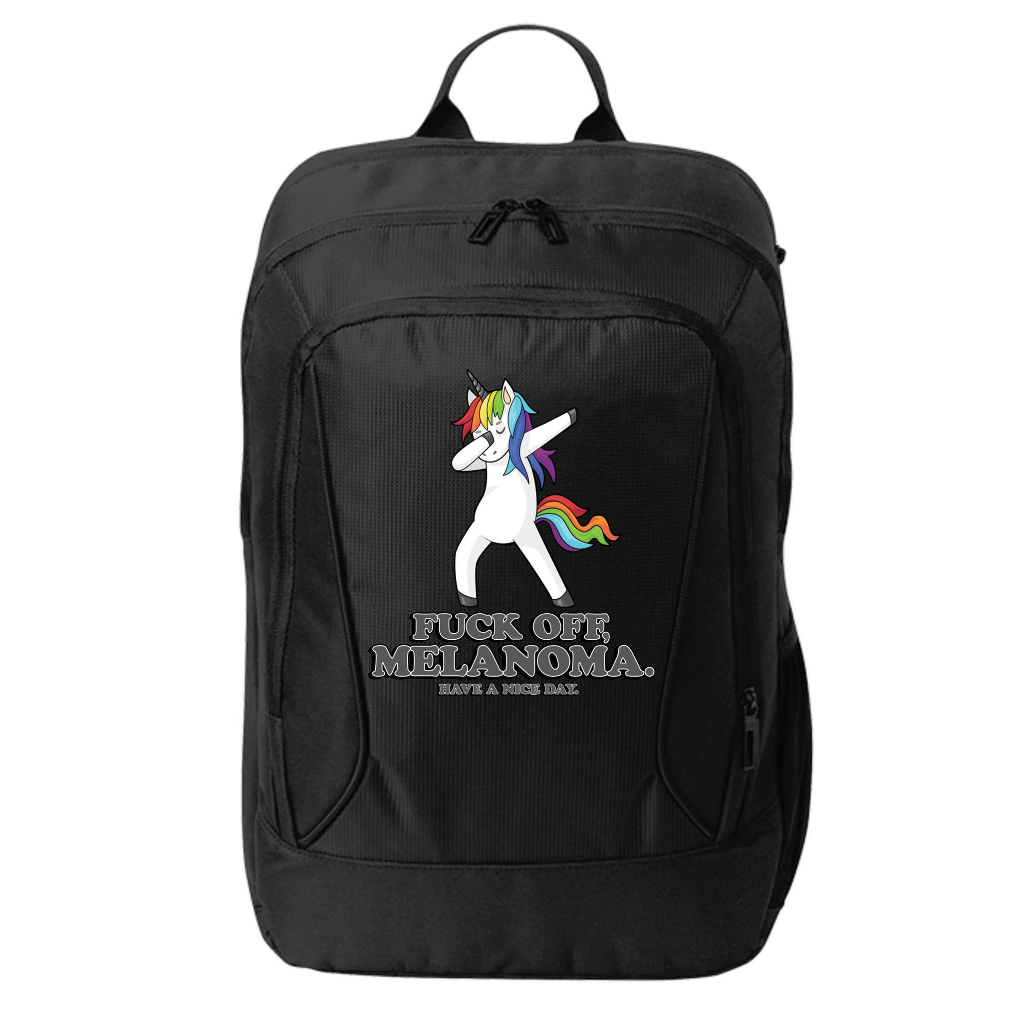 Fuck Off Melanoma Funny Cancer Survivor Quote Unicorn Meaningful Gift City Backpack