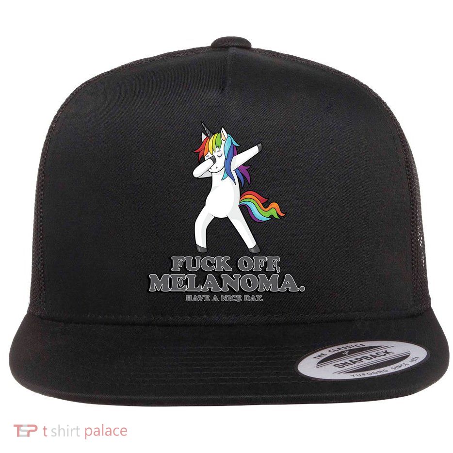 Fuck Off Melanoma Funny Cancer Survivor Quote Unicorn Meaningful Gift Flatbill Hat