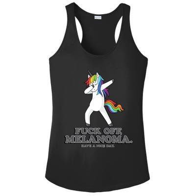 Fuck Off Melanoma Funny Cancer Survivor Quote Unicorn Meaningful Gift Ladies PosiCharge Competitor Racerback Tank
