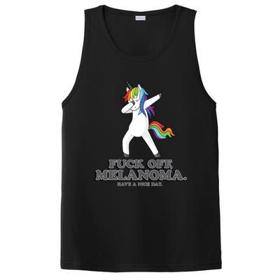 Fuck Off Melanoma Funny Cancer Survivor Quote Unicorn Meaningful Gift PosiCharge Competitor Tank