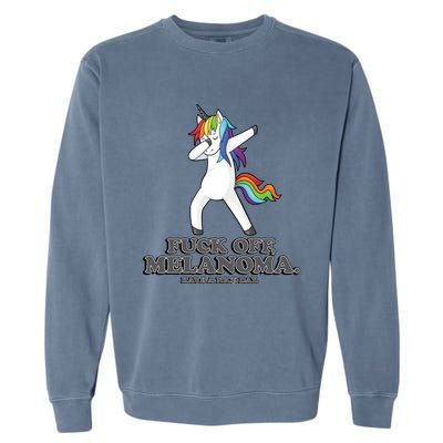 Fuck Off Melanoma Funny Cancer Survivor Quote Unicorn Meaningful Gift Garment-Dyed Sweatshirt