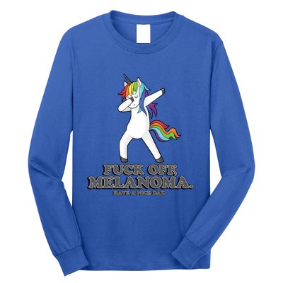 Fuck Off Melanoma Funny Cancer Survivor Quote Unicorn Meaningful Gift Long Sleeve Shirt