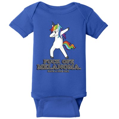 Fuck Off Melanoma Funny Cancer Survivor Quote Unicorn Meaningful Gift Baby Bodysuit