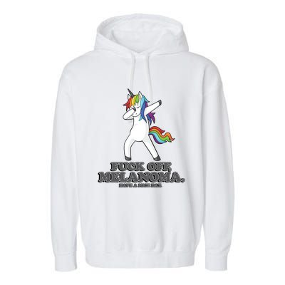 Fuck Off Melanoma Funny Cancer Survivor Quote Unicorn Meaningful Gift Garment-Dyed Fleece Hoodie