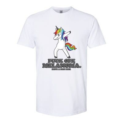 Fuck Off Melanoma Funny Cancer Survivor Quote Unicorn Meaningful Gift Softstyle CVC T-Shirt