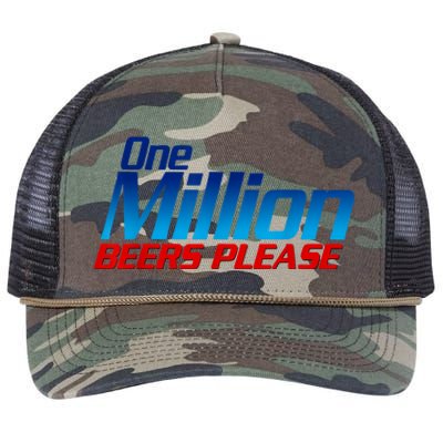 Funny One Million Beers Please Beer Enthusiast Drinking Retro Rope Trucker Hat Cap