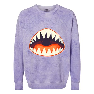 Funny Open Mouth Shark Attack Colorblast Crewneck Sweatshirt