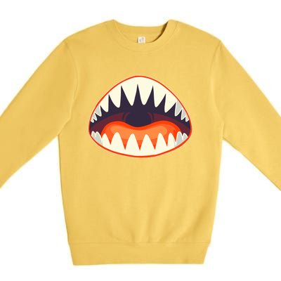 Funny Open Mouth Shark Attack Premium Crewneck Sweatshirt