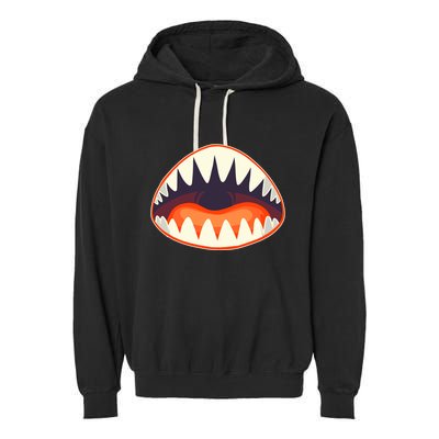 Funny Open Mouth Shark Attack Garment-Dyed Fleece Hoodie