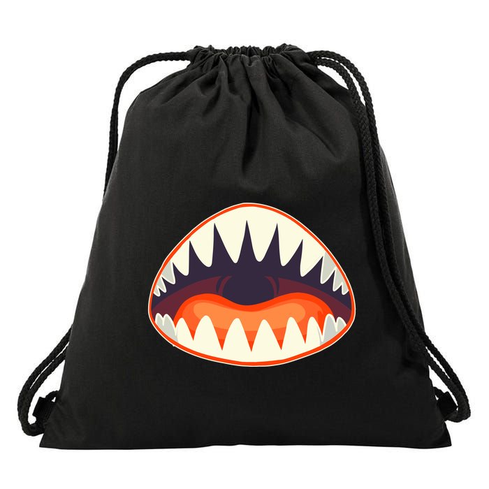 Funny Open Mouth Shark Attack Drawstring Bag