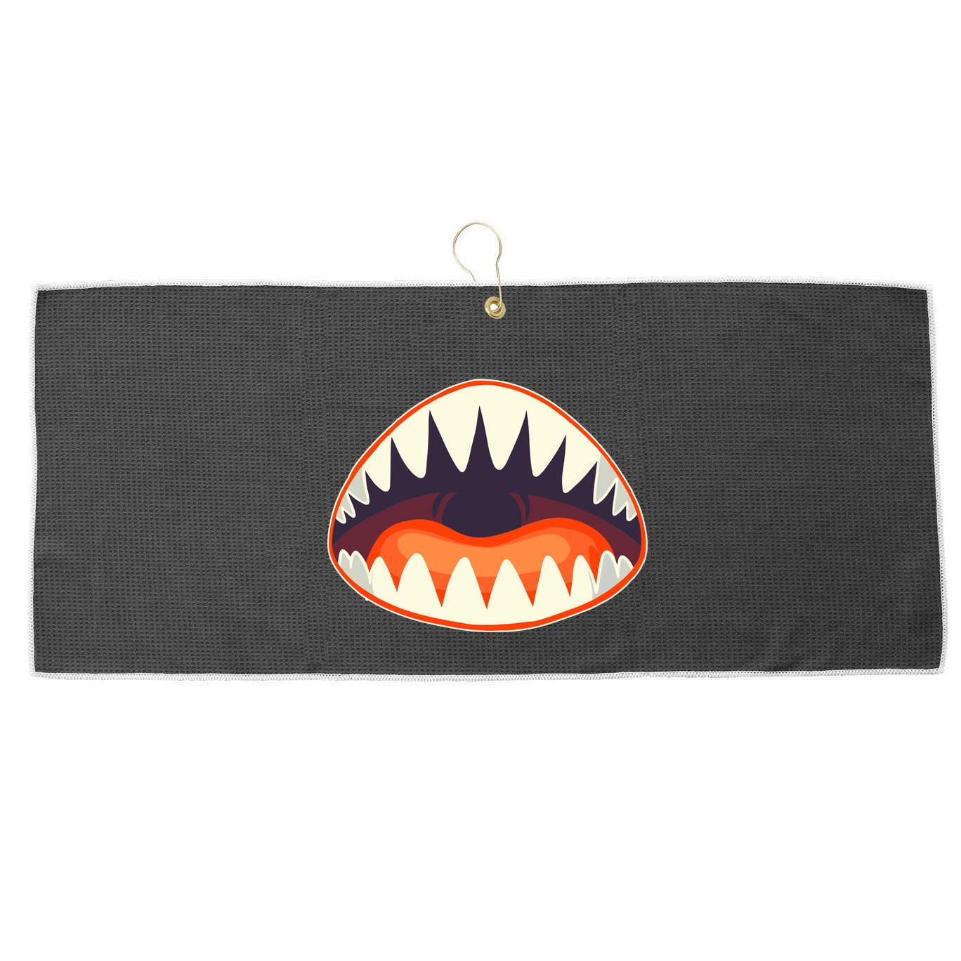 Funny Open Mouth Shark Attack Large Microfiber Waffle Golf Towel