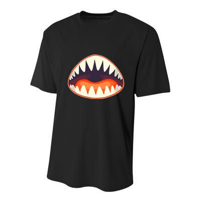 Funny Open Mouth Shark Attack Youth Performance Sprint T-Shirt